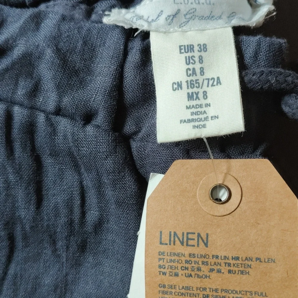 100% Linen Joggers, H&M, size 8, dark blue NWT*** NEW